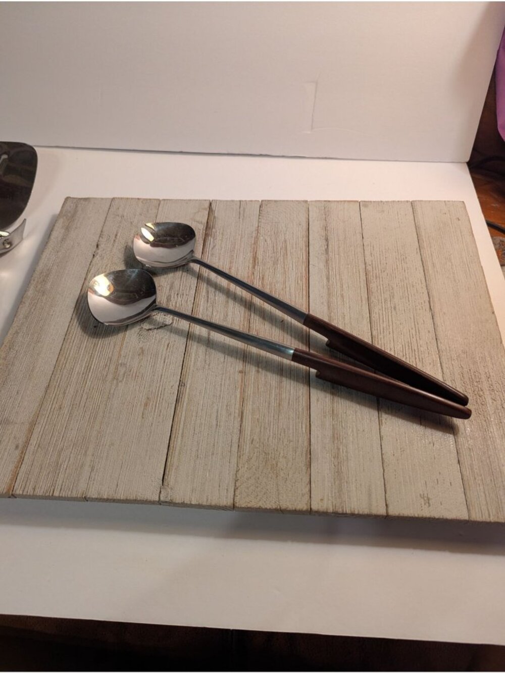 EKCO Eterna Canoe Muffin Stainless Salad Serving Set Japan Mid Century Vintage